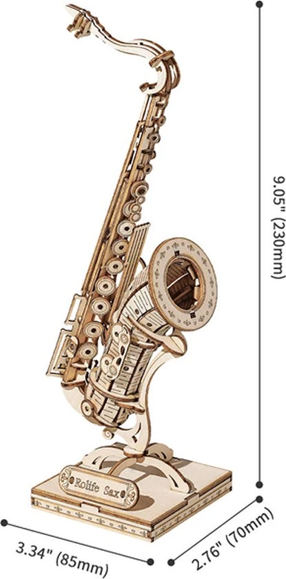 Robotime 3D Houten Puzzel Muziekinstrument Saxophone, TG309, 8,5x7x23cm - 6946785116793 6 Robotime 3D Houten Puzzel Muziekinstrument Saxophone, TG309, 8,5x7x23cm - 6946785116793 - Afbeelding 6