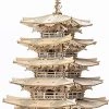 Rolife 3D DIY Houten Puzzel Vijf Verdiepingen Pagode Voor Volwassenen Tieners Model Kits Voor Volwassenen Om Te Bouwen, 275 Stuks