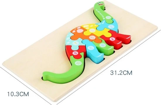 Merkloos Kinderpuzzel - Hout - 10 Stukjes - Dinosaurus - Schoencadeautje Sinterklaas 7 Merkloos Kinderpuzzel - Hout - 10 Stukjes - Dinosaurus - Schoencadeautje Sinterklaas - Afbeelding 7