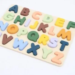 HOUTEN ALFABET PUZZEL - ALFABET PUZZEL HOUT Voor Kinderen Met Trendy Kleuren - Alfabet Leren - Speelgoed 3 JAAR -Mint And Milo -Puzzels Verfijnd Winkel 550x365