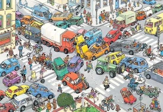 Jumbo Jan Van Haasteren Verkeerschaos - Legpuzzel 3000 Stukjes 3 Jumbo Jan Van Haasteren Verkeerschaos - Legpuzzel 3000 Stukjes - Afbeelding 3