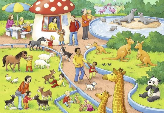 Ravensburger Puzzel Een Dag In De Dierentuin - 2x24 Stukjes - Kinderpuzzel 3 Ravensburger Puzzel Een Dag In De Dierentuin - 2x24 Stukjes - Kinderpuzzel - Afbeelding 3