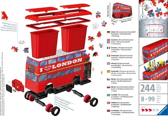 Ravensburger London Bus - 3D Puzzel - 216 Stukjes 5 Ravensburger London Bus - 3D Puzzel - 216 Stukjes - Afbeelding 5