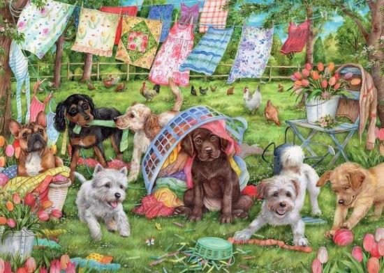 Falcon De Luxe Puppies In The Garden 1000 Stukjes - Legpuzzel Voor Volwassenen 4 Falcon De Luxe Puppies In The Garden 1000 Stukjes - Legpuzzel Voor Volwassenen - Afbeelding 4