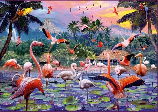 Ravensburger Puzzel Roze Flamingo's - Legpuzzel - 1000 Stukjes 3 Ravensburger Puzzel Roze Flamingo's - Legpuzzel - 1000 Stukjes - Afbeelding 3