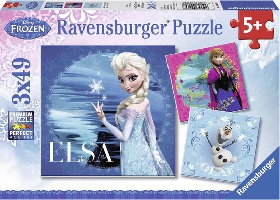 Ravensburger Puzzel Disney Frozen Elsa, Anna & Olaf - 3x49 Stukjes - Kinderpuzzel 1 Ravensburger Puzzel Disney Frozen Elsa, Anna & Olaf - 3x49 Stukjes - Kinderpuzzel