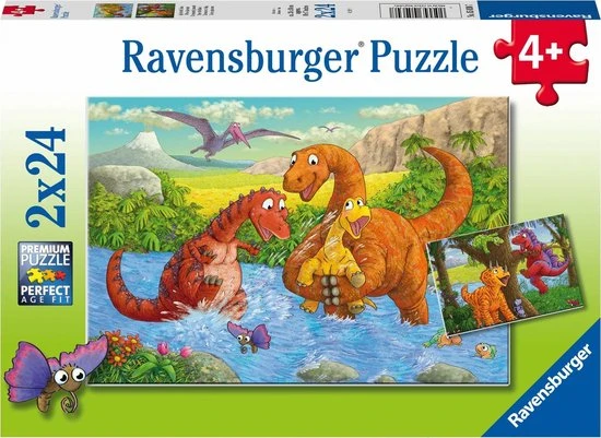 Ravensburger Puzzel Vrolijke Dino's - 2x24 Stukjes - Kinderpuzzel 1 Ravensburger Puzzel Vrolijke Dino's - 2x24 Stukjes - Kinderpuzzel