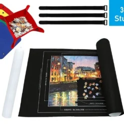 PLAY-IT PLAY IT Puzzelmat XXL 3000 Stuks Oprolbaar - Inclusief Opbergtas, Pomp & Puzzel Bakjes