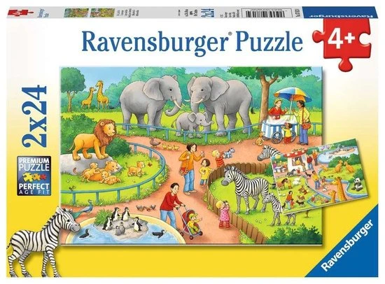Ravensburger Puzzel Een Dag In De Dierentuin - 2x24 Stukjes - Kinderpuzzel 5 Ravensburger Puzzel Een Dag In De Dierentuin - 2x24 Stukjes - Kinderpuzzel - Afbeelding 5