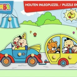 Bumba Houten Puzzel Met Nopjes - Auto Vakantie - 7 Stukken