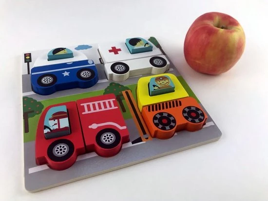 Pucts Houten Puzzel Voertuigen - Brandweer Politieauto En Ambulance 2 Pucts Houten Puzzel Voertuigen - Brandweer Politieauto En Ambulance - Afbeelding 2