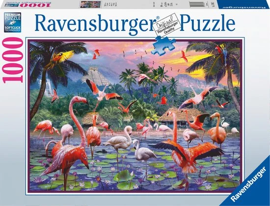 Ravensburger Puzzel Roze Flamingo's - Legpuzzel - 1000 Stukjes 1 Ravensburger Puzzel Roze Flamingo's - Legpuzzel - 1000 Stukjes