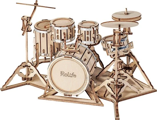 Robotime 3D Houtenpuzzel Muziekinstrument Drumstel, TG409, 19x13,5x11cm - 6946785116816 2 Robotime 3D Houtenpuzzel Muziekinstrument Drumstel, TG409, 19x13,5x11cm - 6946785116816 - Afbeelding 2