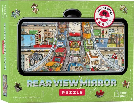 Rear View Mirror Puzzle Rear View Mirror Puzzel Verkeersdrukte - 1000 Stukjes 2 Rear View Mirror Puzzle Rear View Mirror Puzzel Verkeersdrukte - 1000 Stukjes - Afbeelding 2