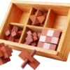 Merkloos Set Van 6 Houten IQ Puzzels - Breinbrekers - 3D Puzzel