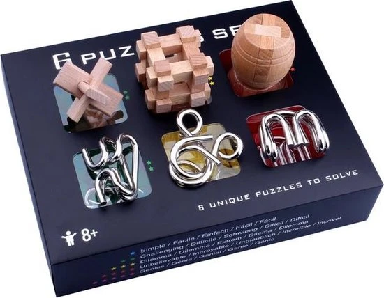 Merkloos IQ Puzzel 3D - Metaal En Hout - 6 Verschillende Breinbrekers 3 Merkloos IQ Puzzel 3D - Metaal En Hout - 6 Verschillende Breinbrekers - Afbeelding 3