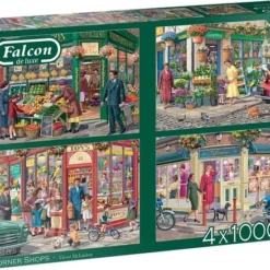 Falcon Puzzel Corner Shops - Legpuzzel - 4x1000 Stukjes