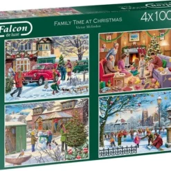 Jumbo Falcon Puzzel Family Time At Christmas - Legpuzzel - 4 X 1000 Stukjes