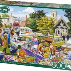 Jumbo Falcon Puzzel Village Church Car Boot Sale - Legpuzzel - 500 Stukjes -Puzzels Verfijnd Winkel 550x446 3