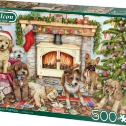 Falcon Puzzel Christmas Puppies - Legpuzzel - 500 Stukjes -Puzzels Verfijnd Winkel 550x447 10