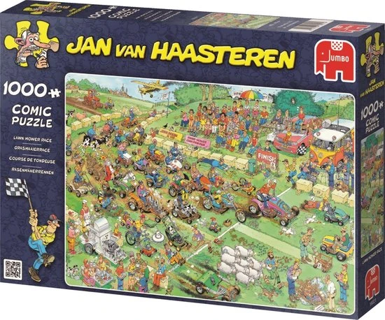 Jan Van Haasteren Grasmaaierrace Puzzel - 1000 Stukjes 3 Jan Van Haasteren Grasmaaierrace Puzzel - 1000 Stukjes - Afbeelding 3