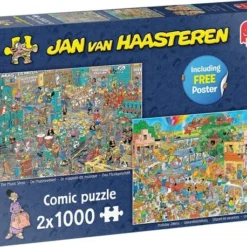 Jan Van Haasteren De Muziekwinkel & Vakantiekriebels Puzzel - 2 X 1000 Stukjes -Puzzels Verfijnd Winkel 550x458 80