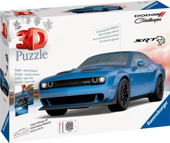 Ravensburger Puzzle 3D Dodge Challenger Hellcat Widebody - 3D Puzzel - 108 Stukjes 1 Ravensburger Puzzle 3D Dodge Challenger Hellcat Widebody - 3D Puzzel - 108 Stukjes