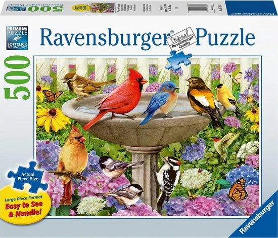 Ravensburger Puzzel Bij Het Vogelbadje - Legpuzzel - 500 Stukjes 1 Ravensburger Puzzel Bij Het Vogelbadje - Legpuzzel - 500 Stukjes