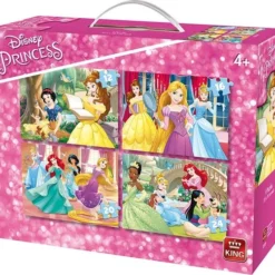 Dermarolling King - Disney 4-in-1 Puzzel Prinsessen - Vier Kinderpuzzels In Een Koffertje