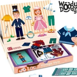 Magneet Boek Zelfkleden Mode Knutsel Pakket Meisjes En Jongens Met Vintage Kleding - Magnetibook Verkleden - Creatief Knutselen Kinderen - WoodyDoody