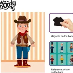 Magneet Boek Zelfkleden Mode Knutsel Pakket Meisjes En Jongens Met Vintage Kleding - Magnetibook Verkleden - Creatief Knutselen Kinderen - WoodyDoody -Puzzels Verfijnd Winkel 550x531 3
