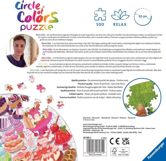 Ravensburger Puzzel Circle Of Colors Desserts Pastries - Legpuzzel - 500 Stukjes 7 Ravensburger Puzzel Circle Of Colors Desserts Pastries - Legpuzzel - 500 Stukjes - Afbeelding 7