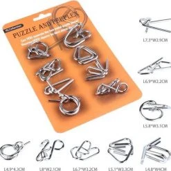 ICollection Metalen IQ Puzzels - 8 Stuks - Breinbrekers - Type 3/Oranje - Schoencadeau