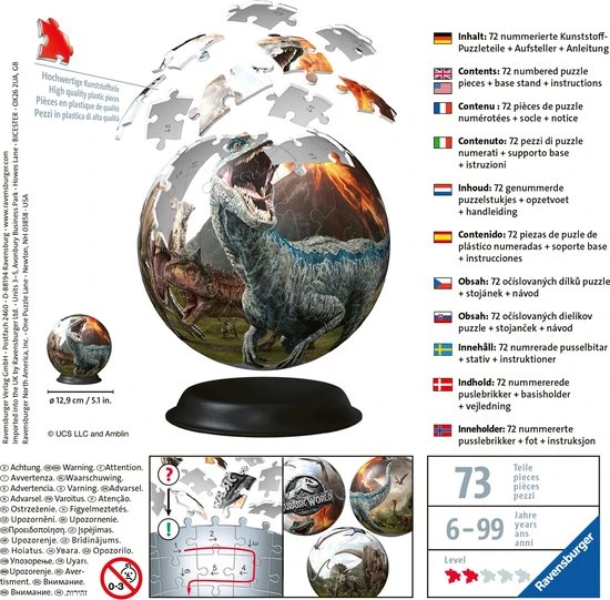 Ravensburger Jurrassic World - 3D Puzzel - 72 Stukjes 3 Ravensburger Jurrassic World - 3D Puzzel - 72 Stukjes - Afbeelding 3