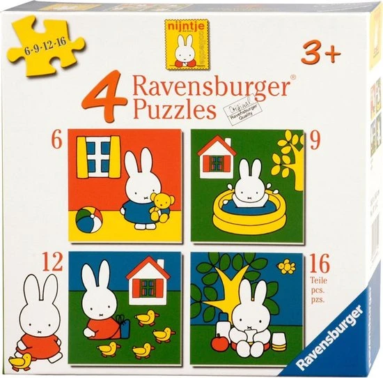 Ravensburger Nijntje. Vier Puzzels -6+9+12+16 Stukjes - Kinderpuzzel 10 Ravensburger Nijntje. Vier Puzzels -6+9+12+16 Stukjes - Kinderpuzzel - Afbeelding 10