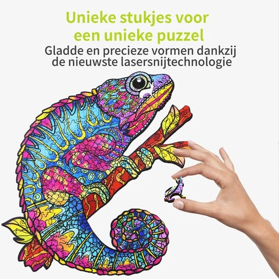 ACROPAQ Houten Puzzel Kameleon - 150 Stukjes, A4 Formaat 210 X 297 Mm, Puzzel Voor Kinderen En Volwassenen 2 ACROPAQ Houten Puzzel Kameleon - 150 Stukjes, A4 Formaat 210 X 297 Mm, Puzzel Voor Kinderen En Volwassenen - Afbeelding 2