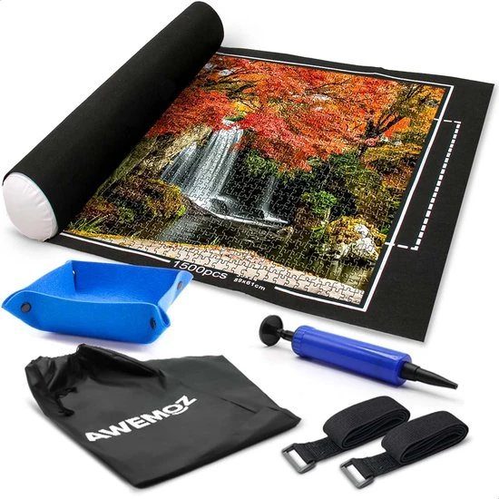 AWEMOZ Puzzelmat - Puzzelbord Ruimte Voor 500, 1000 & 1500 Stukjes - Puzzelen - Puzzel Voor Kinderen En Volwassenen - Oprolbare Legpuzzel Mat - Zwarte Portapuzzle - Opbergsysteem - Cadeau Voor Man & Vrouw 1 AWEMOZ Puzzelmat - Puzzelbord Ruimte Voor 500, 1000 & 1500 Stukjes - Puzzelen - Puzzel Voor Kinderen En Volwassenen - Oprolbare Legpuzzel Mat - Zwarte Portapuzzle - Opbergsysteem - Cadeau Voor Man & Vrouw