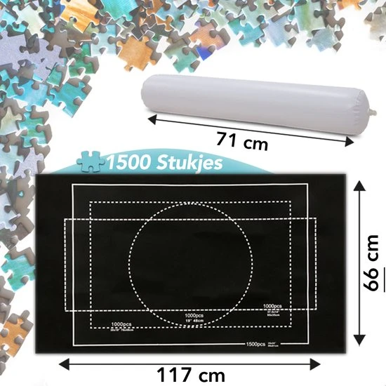 AWEMOZ Puzzelmat - Puzzelbord Ruimte Voor 500, 1000 & 1500 Stukjes - Puzzelen - Puzzel Voor Kinderen En Volwassenen - Oprolbare Legpuzzel Mat - Zwarte Portapuzzle - Opbergsysteem - Cadeau Voor Man & Vrouw 3 AWEMOZ Puzzelmat - Puzzelbord Ruimte Voor 500, 1000 & 1500 Stukjes - Puzzelen - Puzzel Voor Kinderen En Volwassenen - Oprolbare Legpuzzel Mat - Zwarte Portapuzzle - Opbergsysteem - Cadeau Voor Man & Vrouw - Afbeelding 3