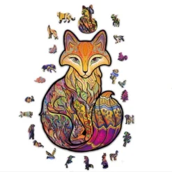 ACROPAQ Houten Puzzel Vos - 150 Stukjes, A4 Formaat 210 X 297 Mm, Puzzel Voor Kinderen En Volwassenen