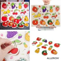 Allerion? Allerion Houten Puzzel Set - 4 Stuks Legpuzzels Vanaf 1 Jaar - STEM Speelgoed - Voertuigen - Boerderij - Dierentuin Fruit -Puzzels Verfijnd Winkel 550x550 505