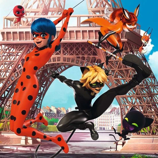 Ravensburger Puzzel Miraculous Heroes Lady Bug And Cat Noir - 3x49 Stukjes - Kinderpuzzel 3 Ravensburger Puzzel Miraculous Heroes Lady Bug And Cat Noir - 3x49 Stukjes - Kinderpuzzel - Afbeelding 3