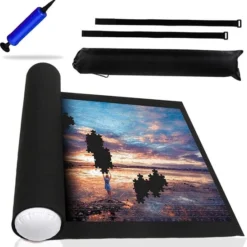 Merkloos Puzzelmat Premium - Puzzelmat 500, 1000 & 1500 Stukjes - Puzzelmat 1000 Stukjes - Puzzelmat 1500 Stukjes - Puzzelrol - Puzzelmat Voor Legpuzzel - Portapuzzle - Zwart - Kerstcadeau - Voor Mannen - Voor Vrouwen - Kerst Cadeau Voor Man - Vrouw