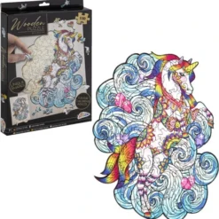 Grafix Houten Puzzel Unicorn | Unieke Puzzelstukjes In Vorm Van Fantasie Thema | 130 Puzzelstukjes | Puzzel Voor Kinderen En Volwassenen | Formaat 30 X 22.5 CM | Cadeau Voor Jong En Oud