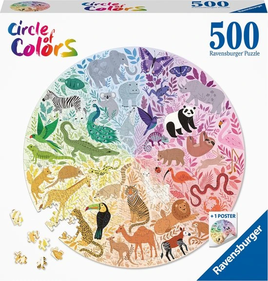 Ravensburger Puzzel Circle Of Colors Animals - Legpuzzel - 500 Stukjes 1 Ravensburger Puzzel Circle Of Colors Animals - Legpuzzel - 500 Stukjes