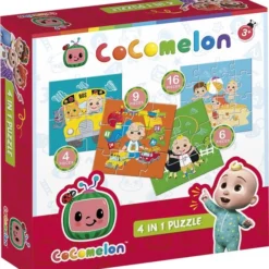 Bambolino Toys - Cocomelon 4 In 1 Puzzel - 4+6+9+16 Stukjes - Kinderpuzzel - Leren Puzzelen - Educatie Peuter Speelgoed -puzzel 3 Jaar En Ouder - Schoencadeautje Sinterklaas