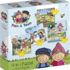 Bambolino Toys - Fien & Teun - 4 In 1 Puzzelset - 4+6+9+16 Stukjes - Kinderpuzzel - Leren Puzzelen - Educatief Speelgoed - Puzzel 3 Jaar En Ouder
