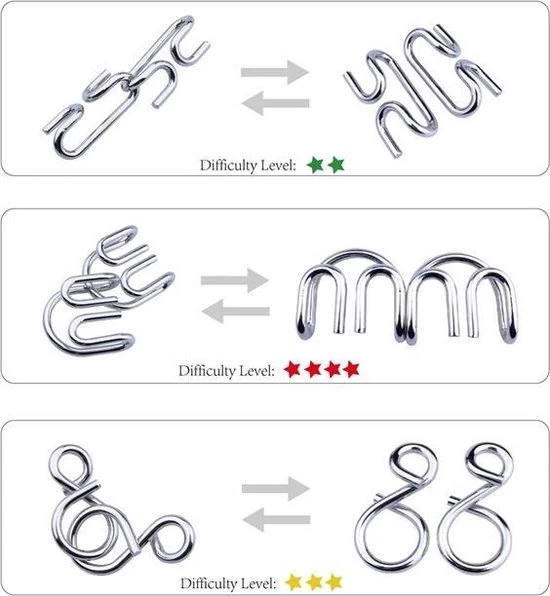 Merkloos IQ Puzzel 3D - Metaal En Hout - 6 Verschillende Breinbrekers 4 Merkloos IQ Puzzel 3D - Metaal En Hout - 6 Verschillende Breinbrekers - Afbeelding 4
