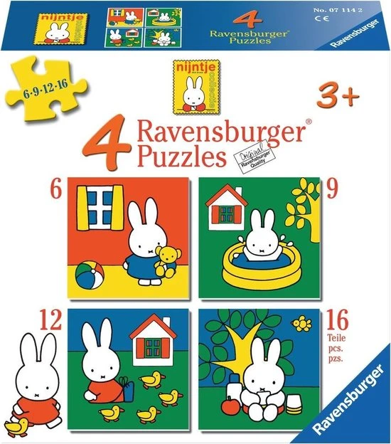 Ravensburger Nijntje. Vier Puzzels -6+9+12+16 Stukjes - Kinderpuzzel 2 Ravensburger Nijntje. Vier Puzzels -6+9+12+16 Stukjes - Kinderpuzzel - Afbeelding 2
