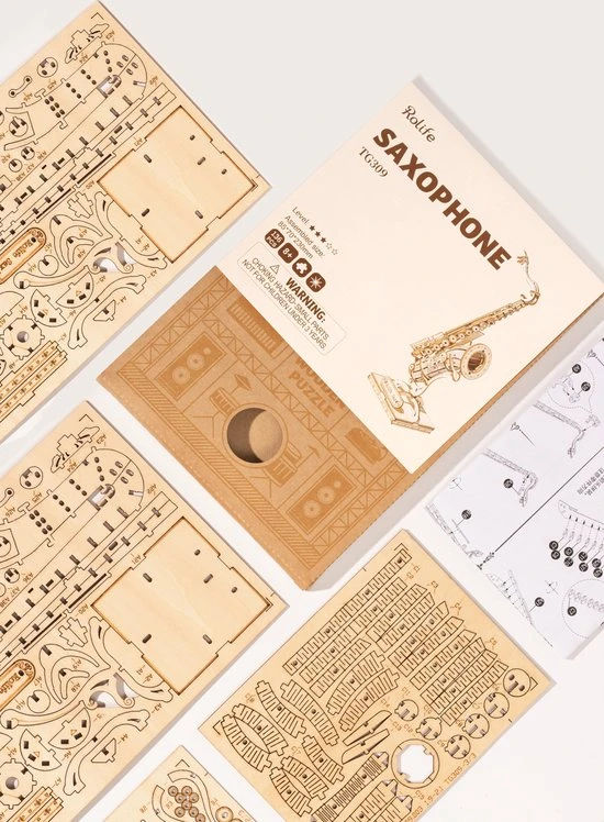 Robotime 3D Houten Puzzel Muziekinstrument Saxophone, TG309, 8,5x7x23cm - 6946785116793 5 Robotime 3D Houten Puzzel Muziekinstrument Saxophone, TG309, 8,5x7x23cm - 6946785116793 - Afbeelding 5