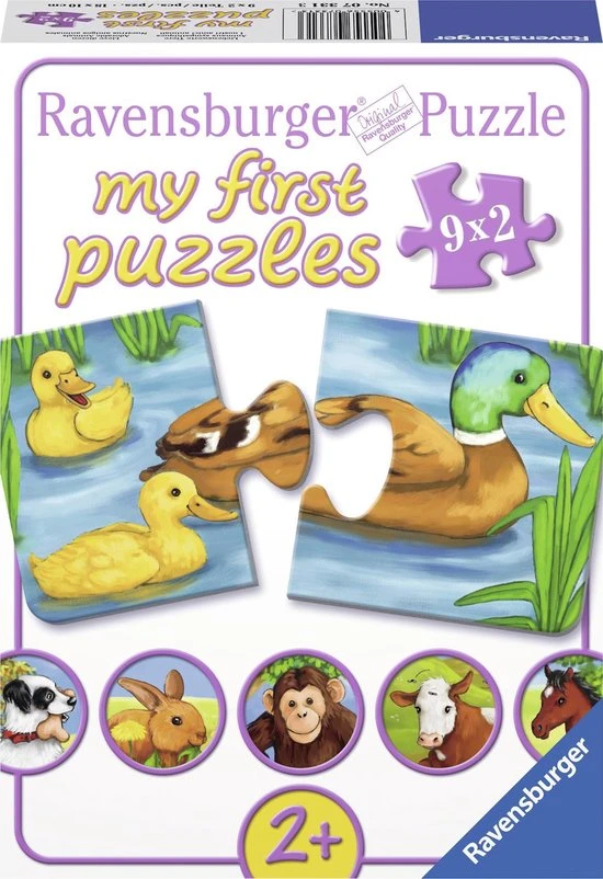 Ravensburger Lieve Dieren- My First Puzzles -9x2 Stukjes - Kinderpuzzel 1 Ravensburger Lieve Dieren- My First Puzzles -9x2 Stukjes - Kinderpuzzel